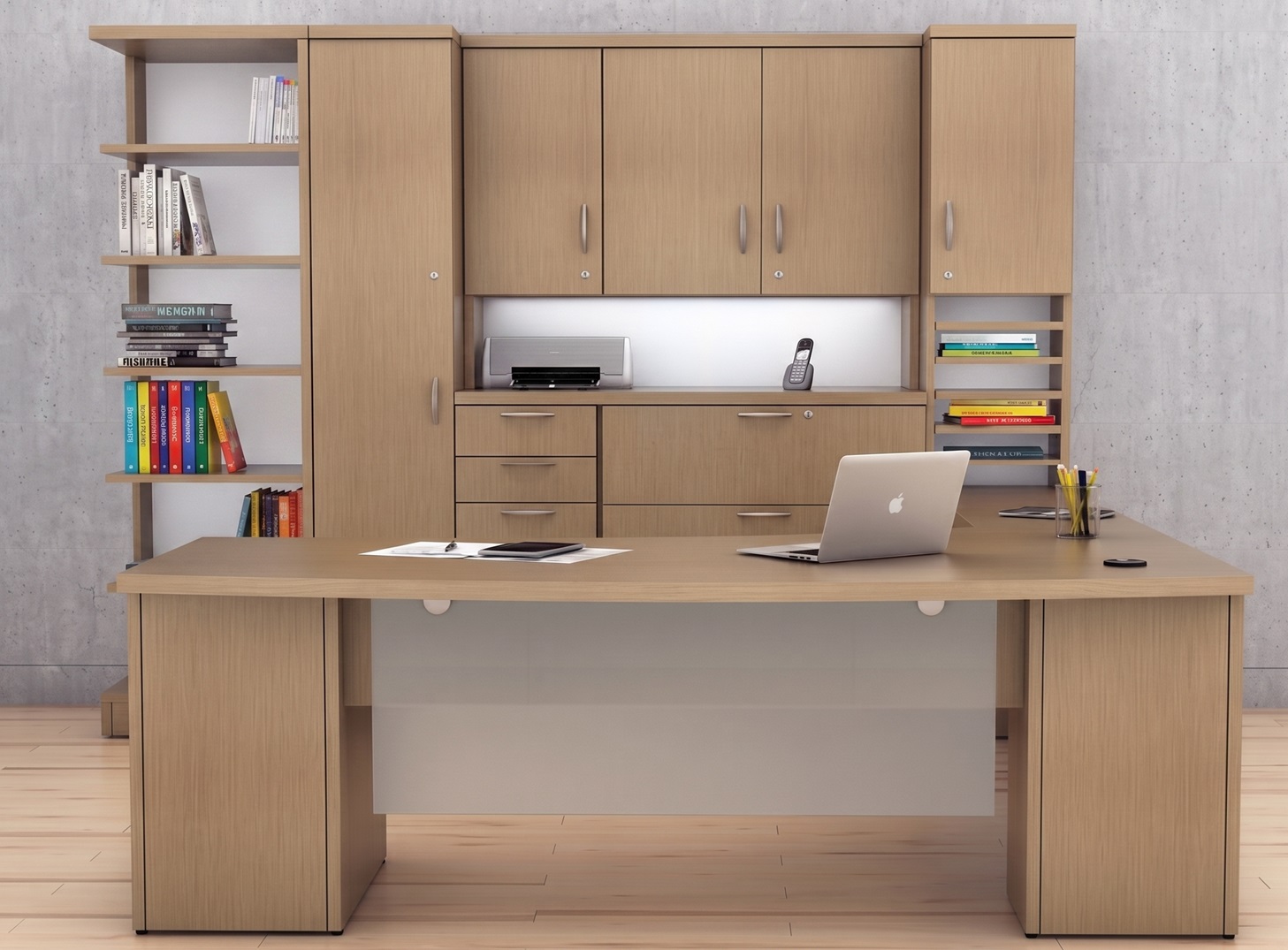 B Series Custom — Acrylic Modesty Desk in Ash